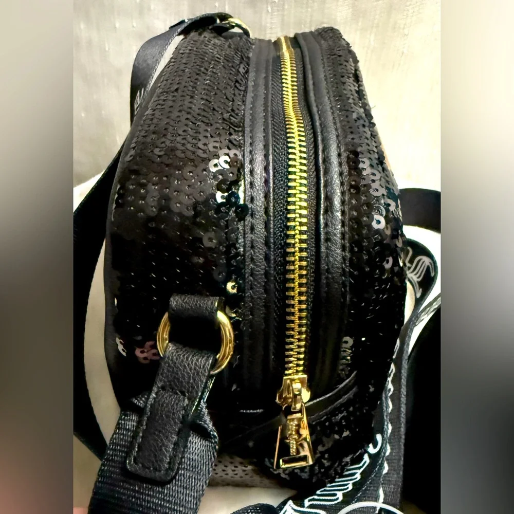 NEW Juicy Couture Black Sequin Puffy Crossbody Bag